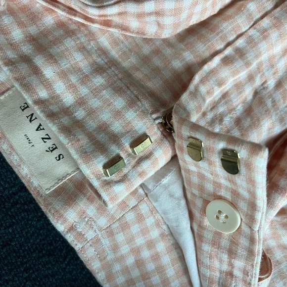 Sezane Lucas Peach Gingham Shorts - Picture 4 of 5